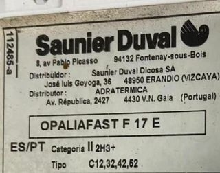 REPUESTOS DE CALDERA SAUNIER OPALIA FAST F17 E
