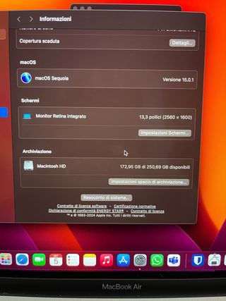 MacBook Air 2020 i3 8GB RAM 512GB SSD Argento