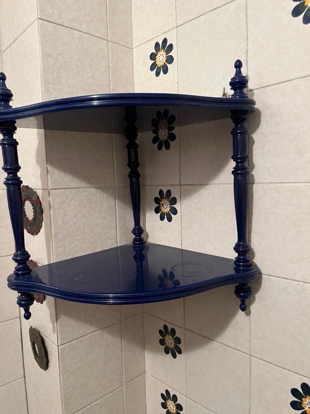 Juego de estanterías de baño azul