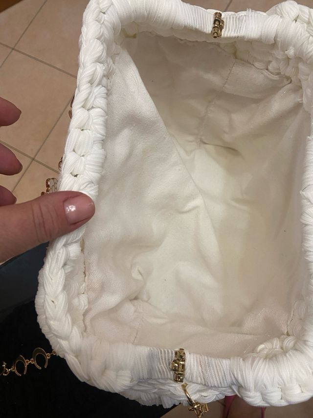 Borsa bianca in fettuccia di tulle
