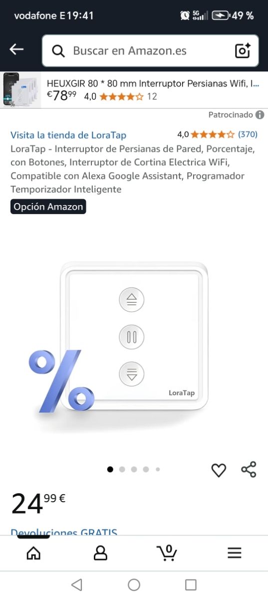 Interruptor persiana LoraTap WiFi