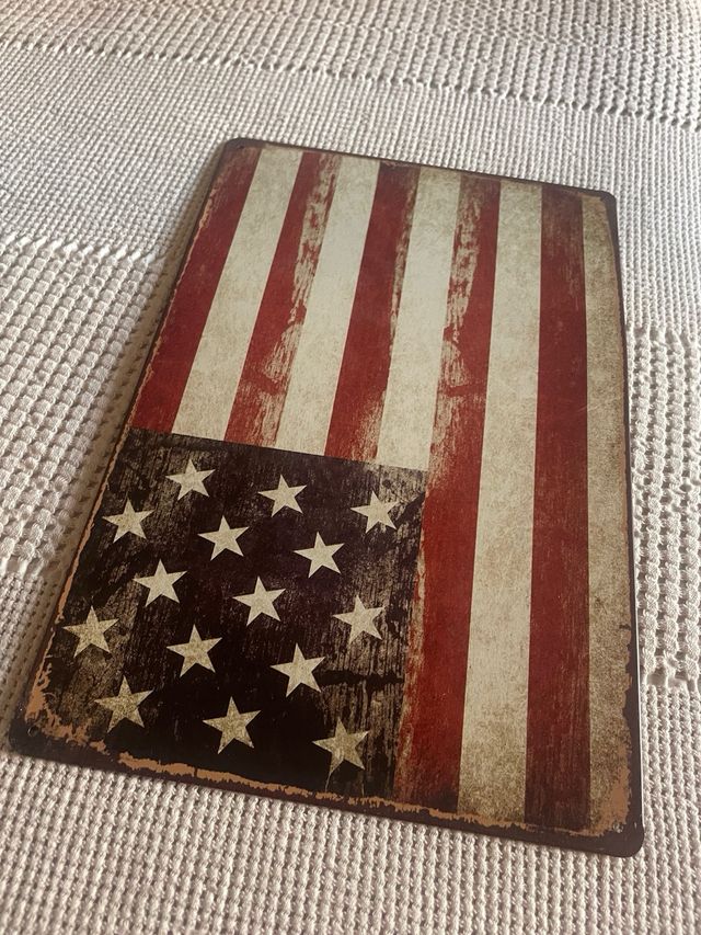 Placa Decorativa Bandera Americana Vintage