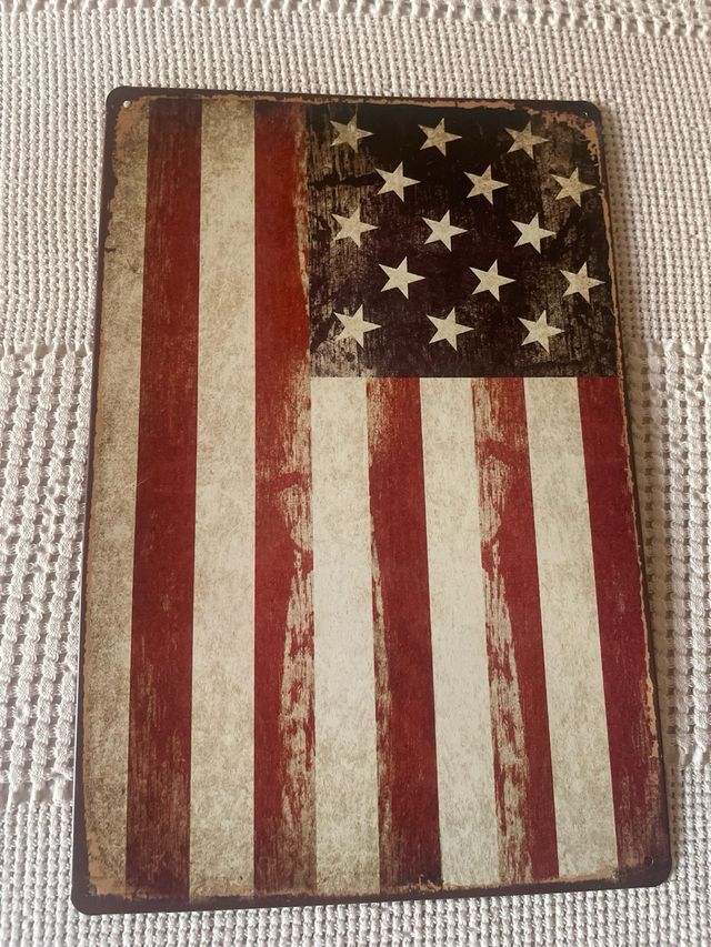 Placa Decorativa Bandera Americana Vintage