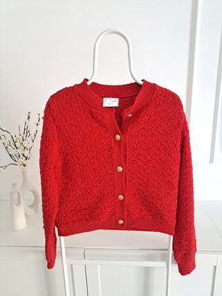 Cardigan H&M donna rosso S bottoni oro