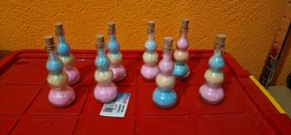 Botellitas de sales de baño de colores