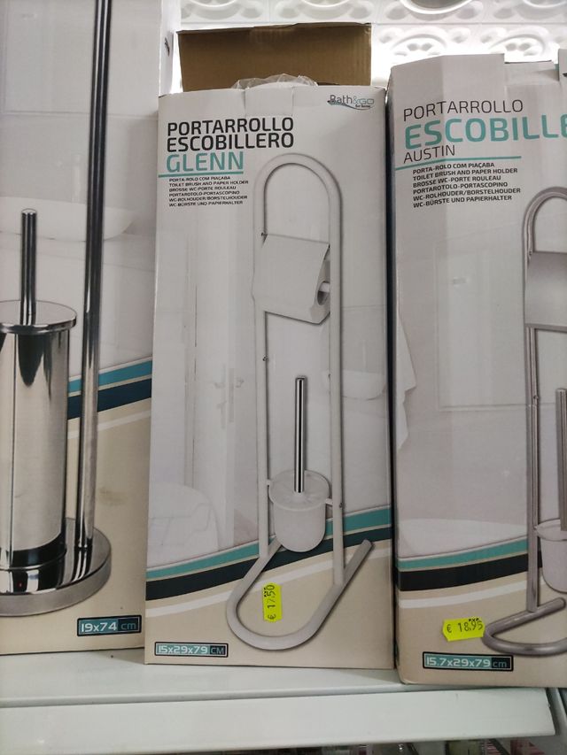 Porta rollos y escobillero cromado