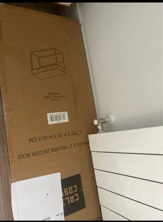 Mesa de roble con dos cajones