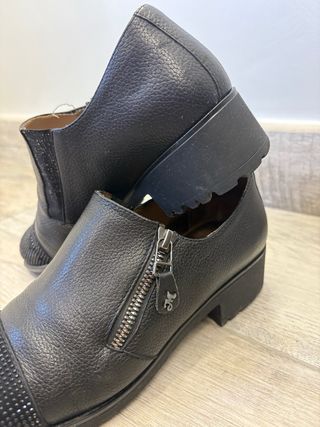 Scarpe Melluso N.37 Nere con Zip e Strass