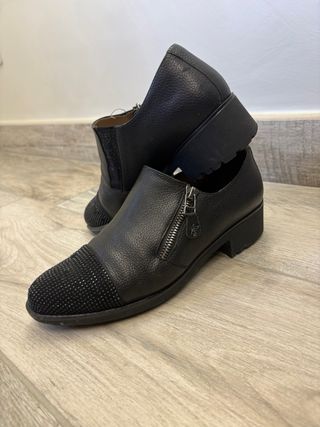 Scarpe Melluso N.37 Nere con Zip e Strass