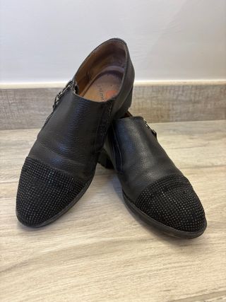 Scarpe Melluso N.37 Nere con Zip e Strass