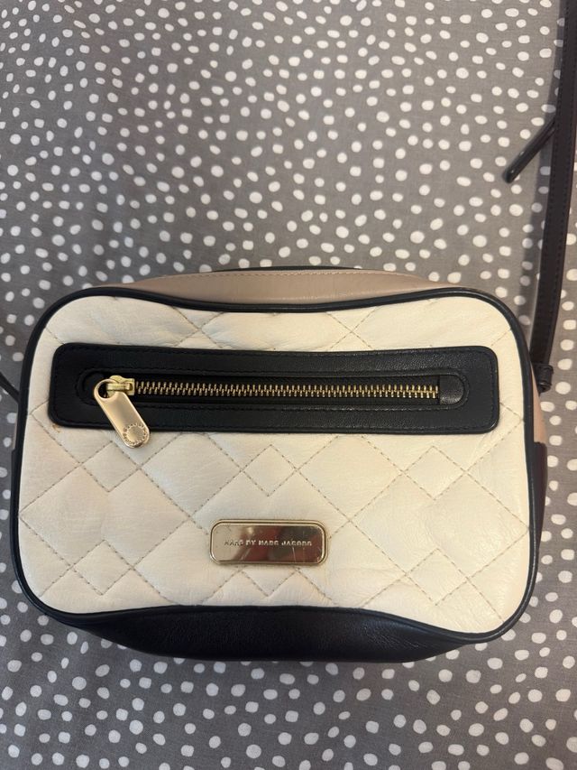 Borsa a tracolla Marc Jacobs bianca, nera e beige