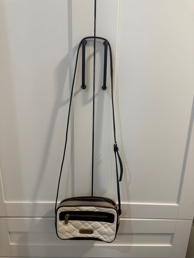 Borsa a tracolla Marc Jacobs bianca, nera e beige