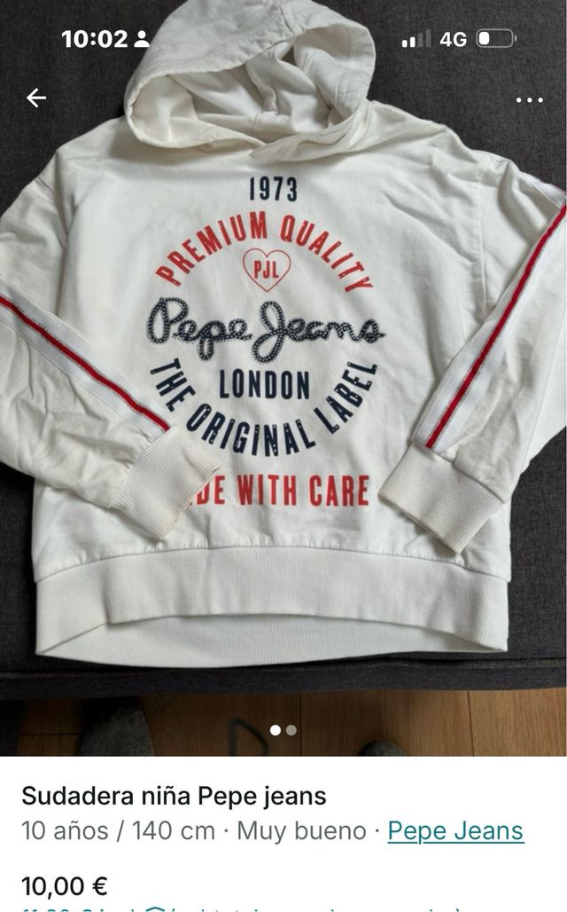 Sudadera Pepe Jeans niña 10 años