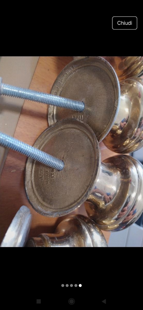 6 Maniglie Ottone + 2 Serrature Vintage