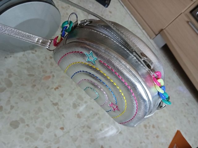 Bolso niña arcoíris plateado