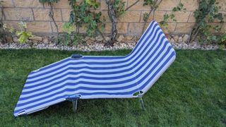 Tumbona plegable rayas azul y blanco