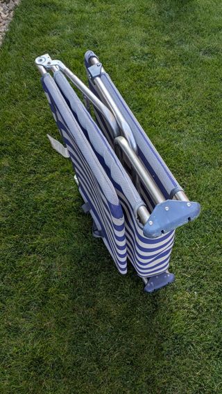 Tumbona plegable rayas azul y blanco