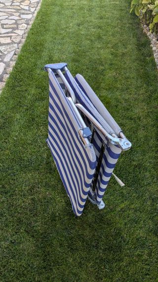 Tumbona plegable rayas azul y blanco