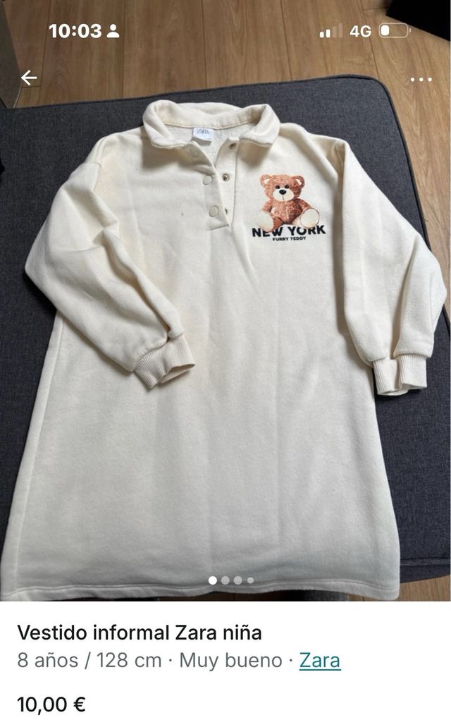 Vestido Zara niña osito invierno 8 años