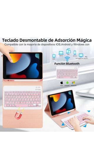 Funda con Teclado Rosa para iPad 10.2