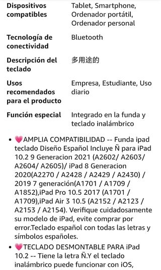Funda con Teclado Rosa para iPad 10.2