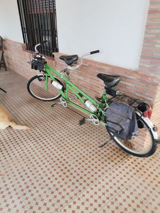 Bicicleta tándem verde