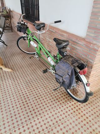 Bicicleta tándem verde