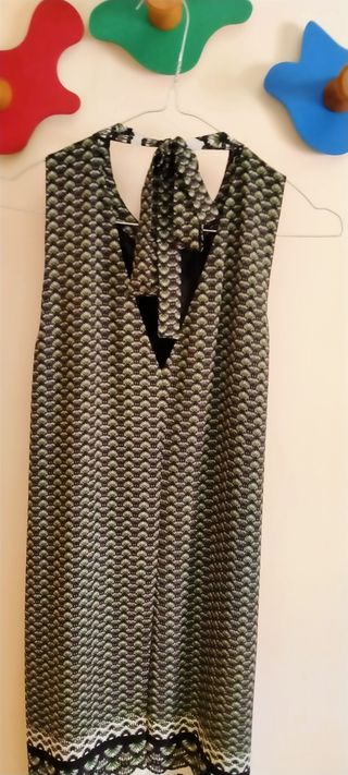 Vestido estampado lazo cuello