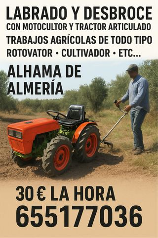 Labrado y desbroce motocultor y tractor articulado