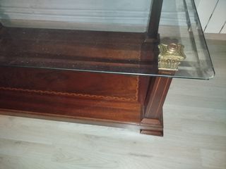 Mesa de centro cristal y madera