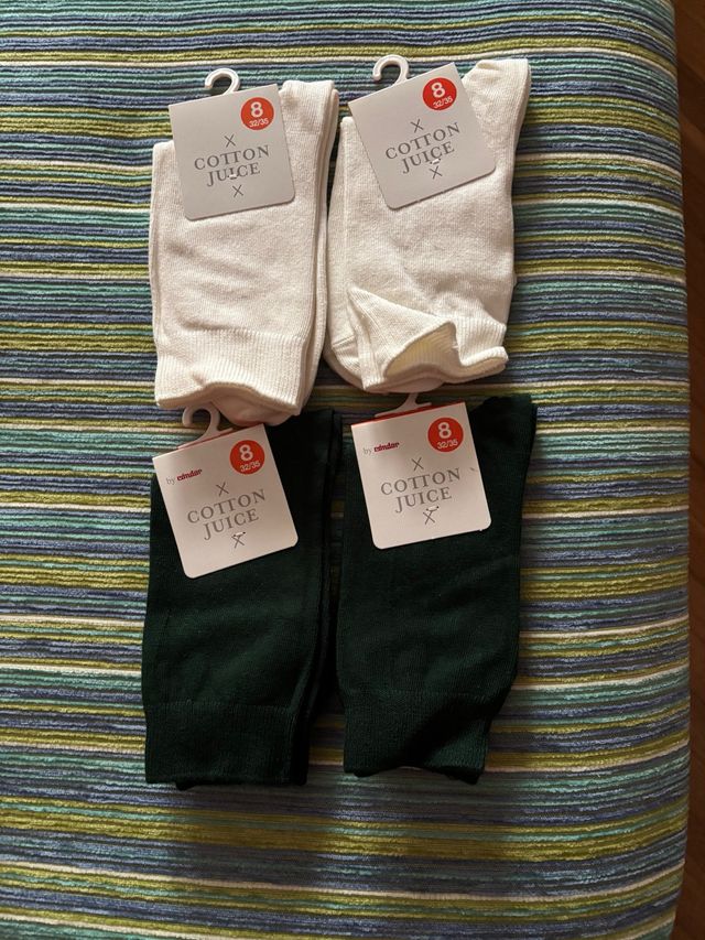 Calcetines Cotton Juice 32/35 Blanco y Verde