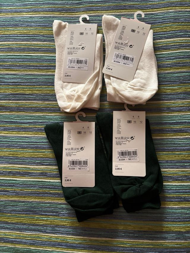Calcetines Cotton Juice 32/35 Blanco y Verde