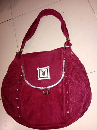 Bolso Playboy Terciopelo Granate