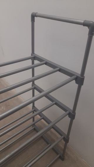 Zapatero Metálico 4 Niveles Gris. Para 16 zapatos.