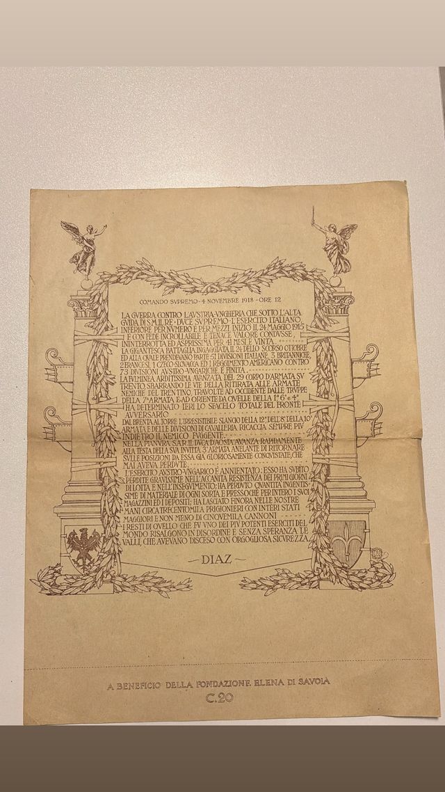 Proclama Comando Supremo 4 Nov 1918