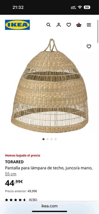 Lámpara de junco Ikea Torared