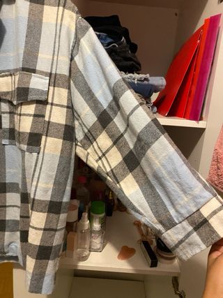 Camisa de cuadros azul y gris