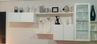 Mueble Salón Modular Blanco de madera y cristal