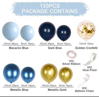 Set Globos Decoración Azul y Dorado