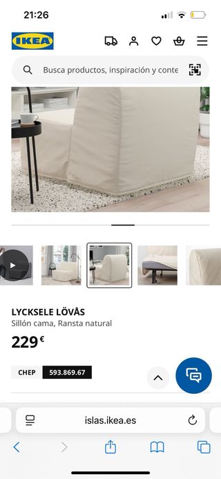 Sofá Cama IKEA LYCKSELE LÖVÅS Beige IMPECABLE