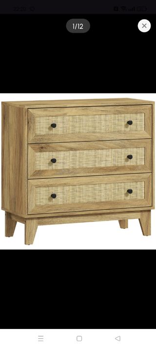 Mueble Cajonera Salón Madera y Ratán