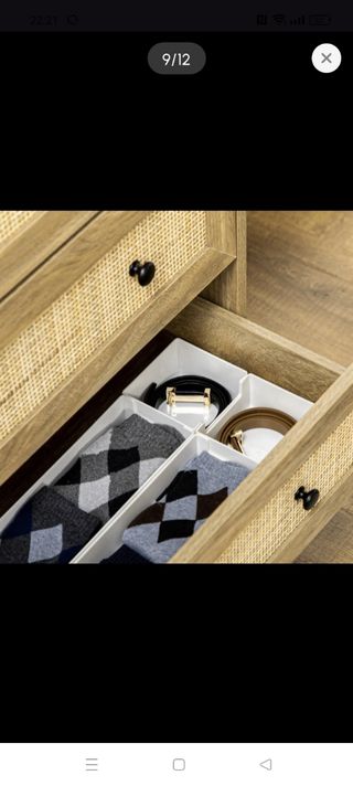 Mueble Cajonera Salón Madera y Ratán