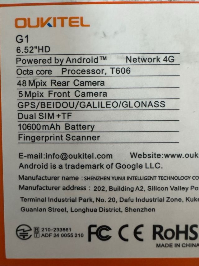 Oukitel G1 256GB Negro