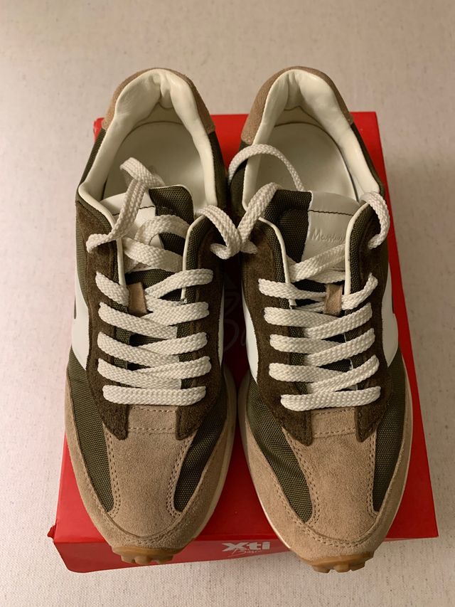 Zapatillas Massimo Dutti Beige y Verde