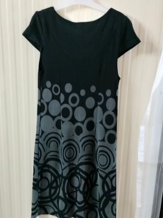 Vestido Negro con Círculos Grises,elastizado