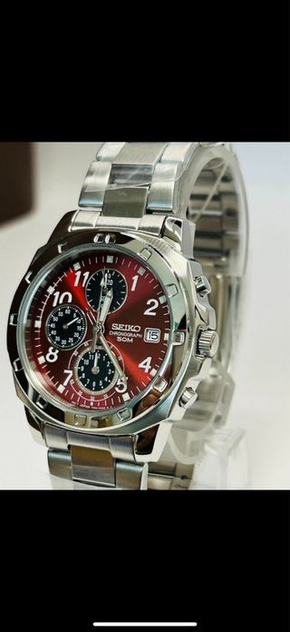 Reloj Seiko Chronograph Acero Inoxidable Rojo