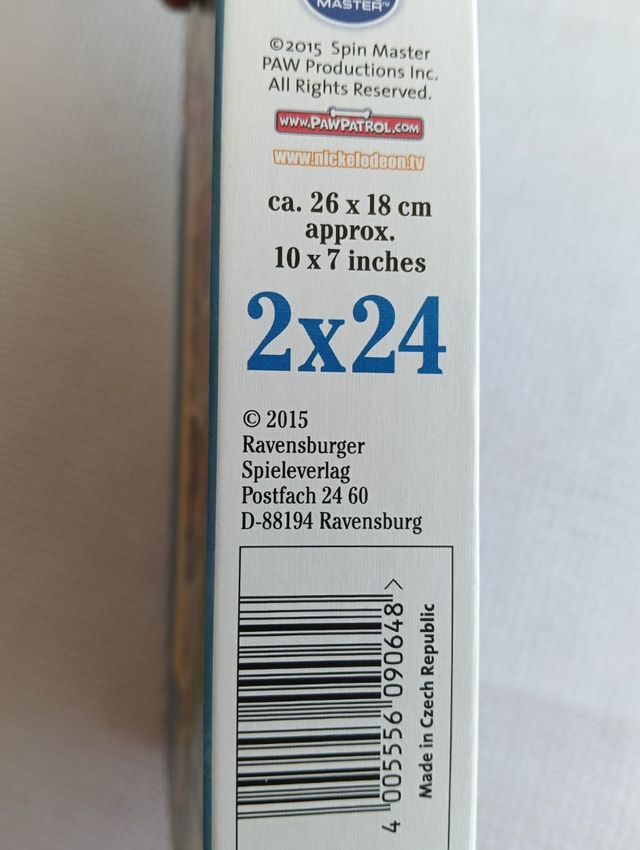 Puzzle Patrulla Canina Ravensburger 2x24 piezas