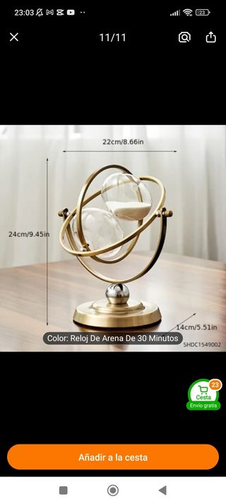 Reloj de arena giratorio 30 minutos