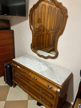 Conjunto Muebles Habitación de Madera con Mármol 