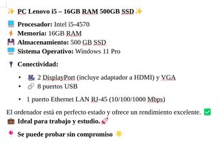 Lenovo i5 PC - 16GB RAM 500GB SSD